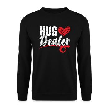 Umarmung Händler Valentinstag Herztag Amor Liebe - Unisex Pullover - Schwarz - Vorne - Alina (178cm) & Michal (187cm)