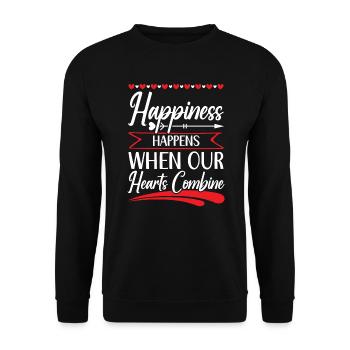 Glück geschieht, wenn sich unsere Herzen verbinden - Unisex Pullover - Schwarz - Vorne - Alina (178cm) & Michal (187cm)