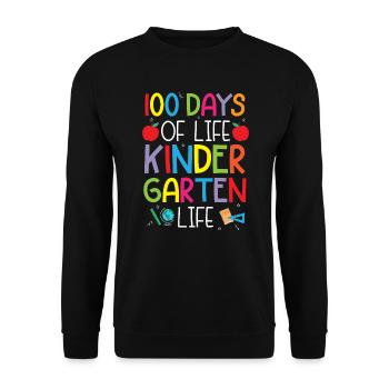 100 Days Of Living Kindergarten Life School - Unisex Sweatshirt - black - Front - Alina (178cm) & Michal (187cm)