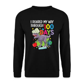 J’ai rugi à travers 100 jours d’école Dino - Sweat-shirt Unisexe - noir - Devant - Alina (178cm) & Michal (187cm)