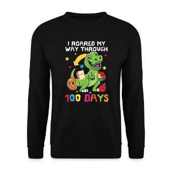 J’ai rugi à travers 100 jours d’école Dino - Sweat-shirt Unisexe - noir - Devant - Alina (178cm) & Michal (187cm)