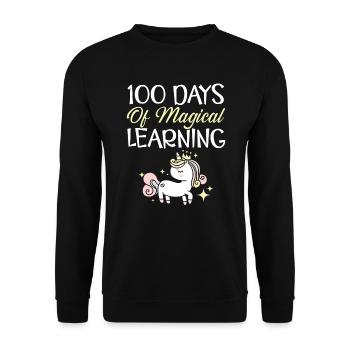 100 jours d’apprentissage magique Professeur amoureux de la licorne - Sweat-shirt Unisexe - noir - Devant - Alina (178cm) & Michal (187cm)