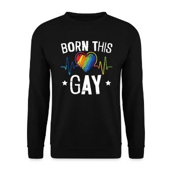 Geboren in diesem Gay Rainbow Pride Monat LGBTQ Gay Pride - Unisex Pullover - Schwarz - Vorne - Alina (178cm) & Michal (187cm)