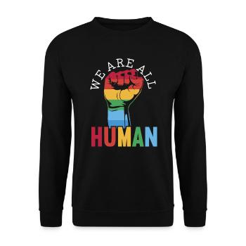 We Are All Human Gender Pride Parade LGBTQ Rights - Unisex Sweatshirt - black - Front - Alina (178cm) & Michal (187cm)