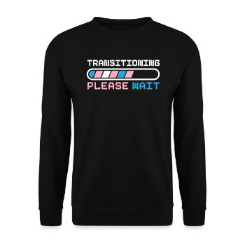 Transition Veuillez patienter LGBTQ Pride Transgenre - Sweat-shirt Unisexe - noir - Devant - Alina (178cm) & Michal (187cm)