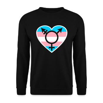 Trans Rainbow Pride LGBTQ Transgender Rechte - Unisex Pullover - Schwarz - Vorne - Alina (178cm) & Michal (187cm)