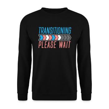 Transition Veuillez patienter LGBTQ Pride Transgenre - Sweat-shirt Unisexe - noir - Devant - Alina (178cm) & Michal (187cm)