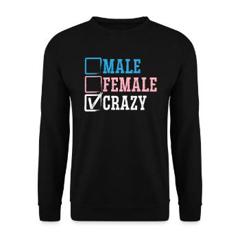 Männlich Weiblich Crazy Rainbow Pride LGBTQ Transgender - Unisex Pullover - Schwarz - Vorne - Alina (178cm) & Michal (187cm)