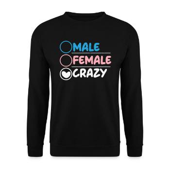 Männlich Weiblich Crazy Rainbow Pride LGBTQ Transgender - Unisex Pullover - Schwarz - Vorne - Alina (178cm) & Michal (187cm)