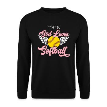 Cette fille aime le joueur de softball Pitcher Catcher - Sweat-shirt Unisexe - noir - Devant - Alina (178cm) & Michal (187cm)