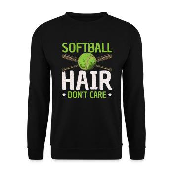 Softball-Haare kümmern sich nicht um Softball-Spieler Sport - Unisex Pullover - Schwarz - Vorne - Alina (178cm) & Michal (187cm)