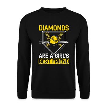 Les diamants sont les meilleurs amis d’une fille Joueur de softball - Sweat-shirt Unisexe - noir - Devant - Alina (178cm) & Michal (187cm)