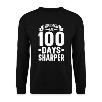 100 jours plus nets 100e jour d’école enseignant - Sweat-shirt Unisexe - noir - Devant - Alina (178cm) & Michal (187cm)