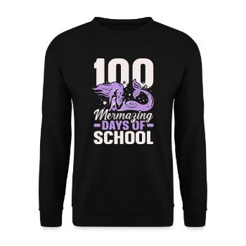 100 Mermazing Tage Schule Meerjungfrau Liebhaber Schüler - Unisex Pullover - Schwarz - Vorne - Alina (178cm) & Michal (187cm)
