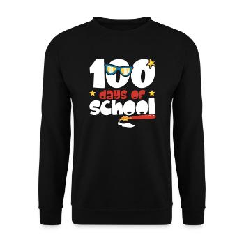 Joyeux 100e jour d’école enseignant élève éducateur - Sweat-shirt Unisexe - noir - Devant - Alina (178cm) & Michal (187cm)