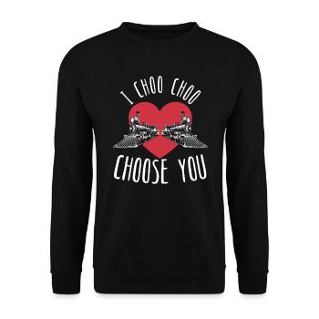 I Choo Choo Choose You Valentines Day Train Lover - Sweat-shirt Unisexe - noir - Devant - Alina (178cm) & Michal (187cm)