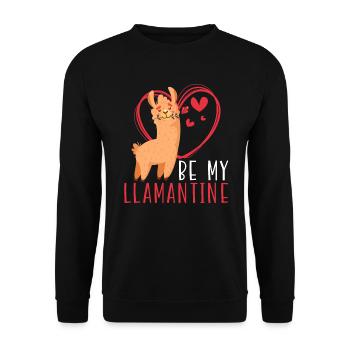 Valentinstag Herztag Amor Liebe Lama Liebhaber - Unisex Pullover - Schwarz - Vorne - Alina (178cm) & Michal (187cm)