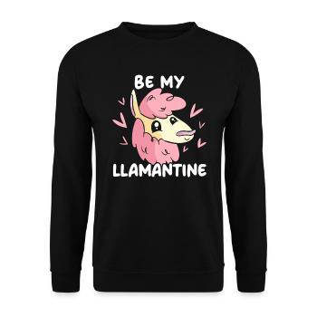 Valentinstag Herztag Amor Liebe Lama Liebhaber - Unisex Pullover - Schwarz - Vorne - Alina (178cm) & Michal (187cm)