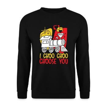 I Choo Choo Choose You Valentines Day Train Lover - Sweat-shirt Unisexe - noir - Devant - Alina (178cm) & Michal (187cm)