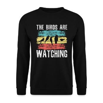 The Birds Are Watching Bird Conspiracy Theory - Unisex Sweatshirt - black - Front - Alina (178cm) & Michal (187cm)