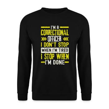 Ich bin ein Justizvollzugsbeamter Gefängniswärter - Unisex Pullover - Schwarz - Vorne - Alina (178cm) & Michal (187cm)