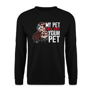 Mein Haustier kann dein Haustier essen Falknermeister - Unisex Pullover - Schwarz - Vorne - Alina (178cm) & Michal (187cm)