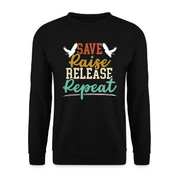 Save Raise Release Repeat Falconry Master Falconer - Unisex Pullover - Schwarz - Vorne - Alina (178cm) & Michal (187cm)
