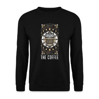 Der Kaffeetrinker Tarot Kartenlesung Dunkle Magie - Unisex Pullover - Schwarz - Vorne - Alina (178cm) & Michal (187cm)