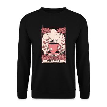 Der Teetrinker Tarot Kartenlesung Dunkle Magie - Unisex Pullover - Schwarz - Vorne - Alina (178cm) & Michal (187cm)