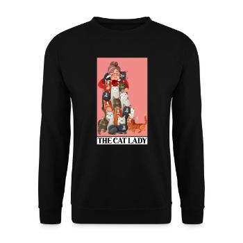 Die Katzendame Tarotkarte liest okkulte dunkle Magie - Unisex Pullover - Schwarz - Vorne - Alina (178cm) & Michal (187cm)