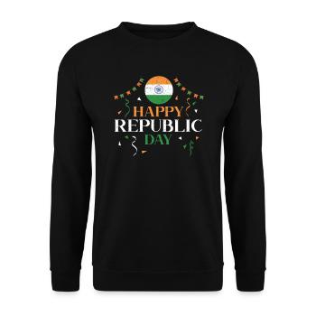 Joyeux Jour de la République Hindustani Inde Drapeau Indien - Sweat-shirt Unisexe - noir - Devant - Alina (178cm) & Michal (187cm)