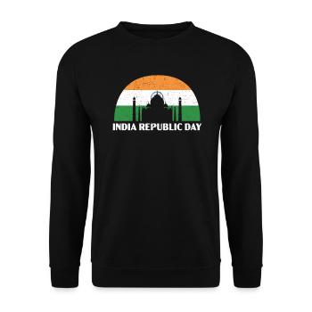 Tag der indischen Republik Hindustani indische Flagge - Unisex Pullover - Schwarz - Vorne - Alina (178cm) & Michal (187cm)