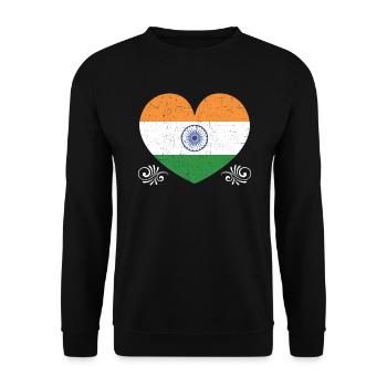 Tag der indischen Republik Hindustani indische Flagge - Unisex Pullover - Schwarz - Vorne - Alina (178cm) & Michal (187cm)