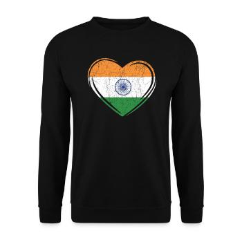 Tag der indischen Republik Hindustani indische Flagge - Unisex Pullover - Schwarz - Vorne - Alina (178cm) & Michal (187cm)