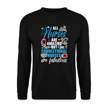 Correctional Nurse Medical Worker Gefängniskrankenschwester - Unisex Pullover - Schwarz - Vorne - Alina (178cm) & Michal (187cm)