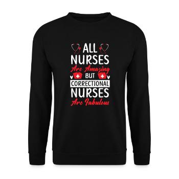 Correctional Nurse Medical Worker Gefängniskrankenschwester - Unisex Pullover - Schwarz - Vorne - Alina (178cm) & Michal (187cm)