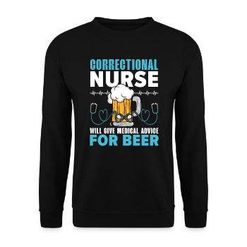 Correctional Nurse Medical Worker Gefängniskrankenschwester - Unisex Pullover - Schwarz - Vorne - Alina (178cm) & Michal (187cm)