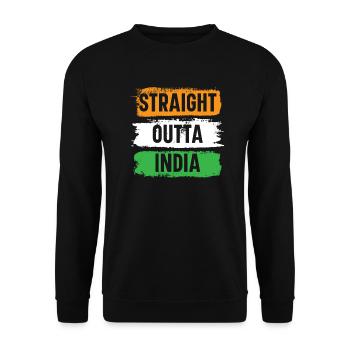 Straight Outta Indien Happy Republic Day Indian - Unisex Pullover - Schwarz - Vorne - Alina (178cm) & Michal (187cm)