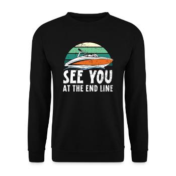 Wir sehen uns an der Endlinie Drag Boat Racing Boat Race - Unisex Pullover - Schwarz - Vorne - Alina (178cm) & Michal (187cm)