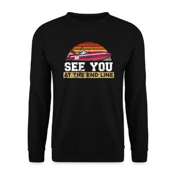 Wir sehen uns an der Endlinie Drag Boat Racing Boat Race - Unisex Pullover - Schwarz - Vorne - Alina (178cm) & Michal (187cm)