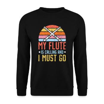 My Flute Is Calling And I Must Go Flute Player - Unisex Sweatshirt - black - Front - Alina (178cm) & Michal (187cm)