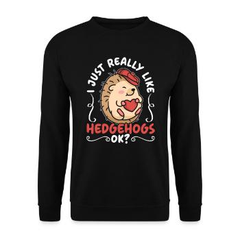 J’aime vraiment les hérissons ok hedgie animal - Sweat-shirt Unisexe - noir - Devant - Alina (178cm) & Michal (187cm)