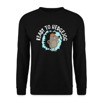Ready To Hedgejog Hedgehog Hedgie Wildlife Animal - Unisex Sweatshirt - black - Front - Alina (178cm) & Michal (187cm)