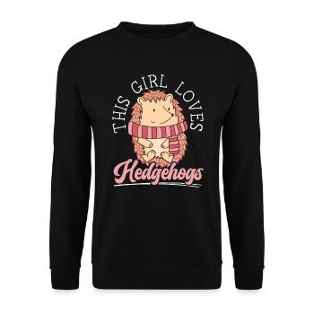 This Girl Loves Hedgehogs Hedgie Animal Lover - Unisex Sweatshirt - black - Front - Alina (178cm) & Michal (187cm)