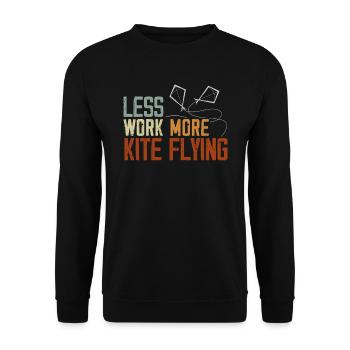 Less Work More Kite Flying Lover Kite Maker - Unisex Sweatshirt - black - Front - Alina (178cm) & Michal (187cm)
