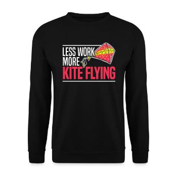 Less Work More Kite Flying Lover Kite Maker - Unisex Sweatshirt - black - Front - Alina (178cm) & Michal (187cm)