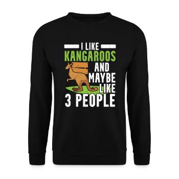I Like Kangaroos And Maybe Like 3 People Wildlife - Unisex Sweatshirt - black - Front - Alina (178cm) & Michal (187cm)