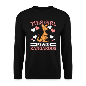 This Girl Loves Kangaroos Safari Wildlife Animal - Unisex Sweatshirt - black - Front - Alina (178cm) & Michal (187cm)