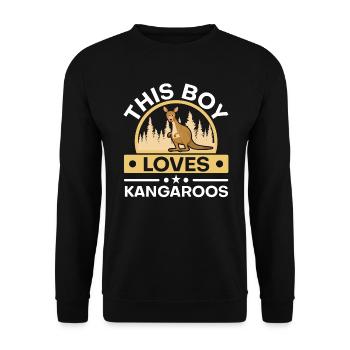 This Boy Loves Kangaroos Wildlife Animal Australia - Unisex Sweatshirt - black - Front - Alina (178cm) & Michal (187cm)