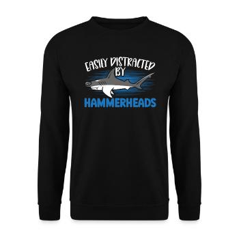 Facilement distrait par les requins-marteaux Biologie marine - Sweat-shirt Unisexe - noir - Devant - Alina (178cm) & Michal (187cm)